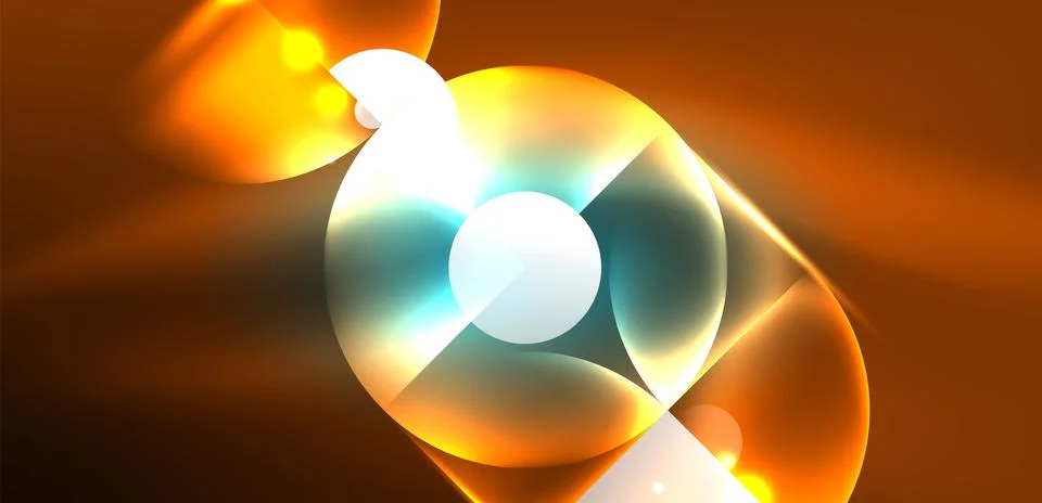 Abstract background shiny glowing neon color round elements and circles. Techno Stock Illustration