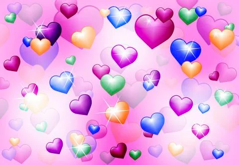 Abstract background with shiny hearts Illustrazione stock