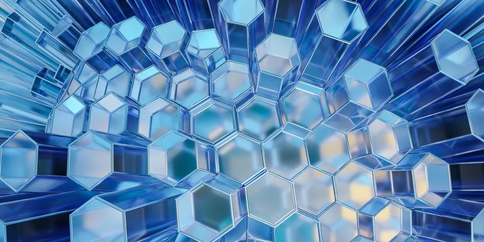 Abstract background showcasing complex geometric honeycomb pattern constructe Stock Photos