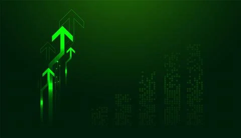 Abstract background showcasing glowing Arrows reflects Green finance, growt.. Stock Illustration