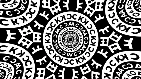 Abstract background showcasing mandala kaleidoscope symmetry of monochrome lette Stock Footage 333037594