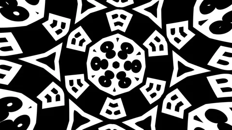 Abstract background showcasing mandala kaleidoscope patterns of monochrome lette Stock Footage 333037953
