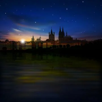 Abstract background with silhouette of koln Stock Illustration