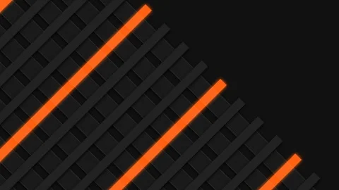 Abstract background with sleek diagonal orange lines and dark grid pattern 库存影片 335117971