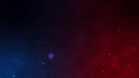 Abstract background with slowly moving particles and confetti on a red and blue Stock Footage 242513879