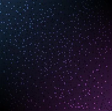 Abstract background of small glowing blue-violet squares in the dark Stock Illustration