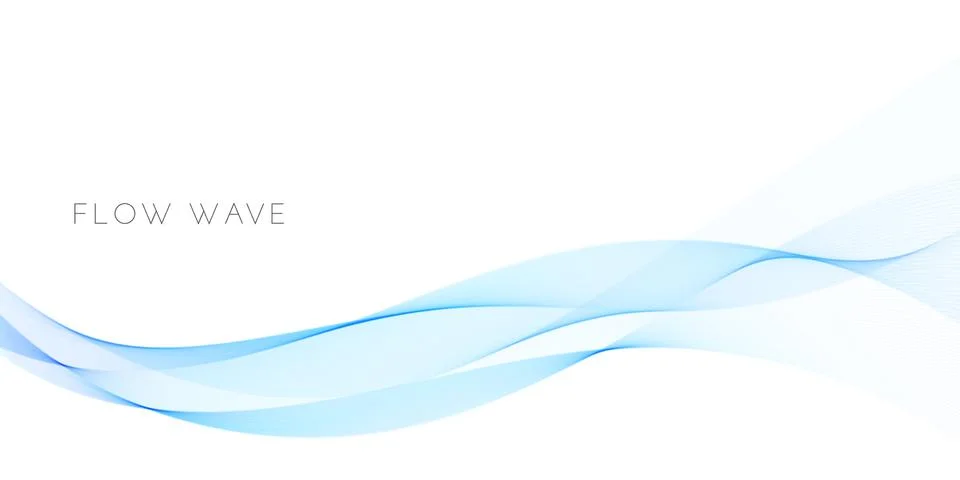Abstract background with smooth blue wave curve. Wavy flow design isolated on Stock Illustration