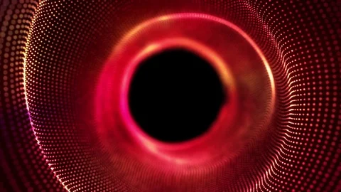 Abstract background. Smooth motion of hi-tech red dots and  black spot. Vidéo 79702667