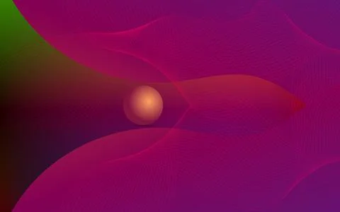 Abstract background with smooth wave lines and a single sphere in magenta l.. Illustrazione stock