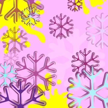 Abstract background with snowflake. Blue and pink snowflake background. Stock Illustration
