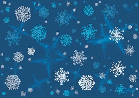 Abstract background, Snowflakes on a blue background. vector illustration. Stock Illustration