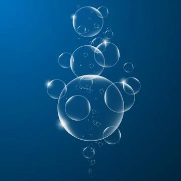 Abstract background with Soap bubbles on Dark Blue background .vector design  Stock Illustration