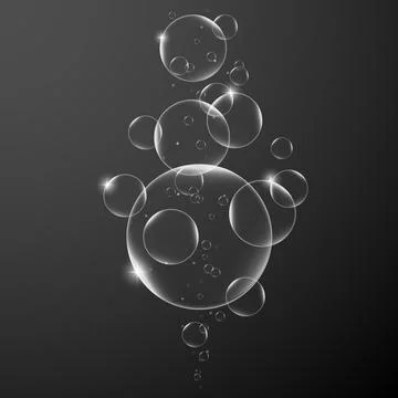 Abstract background with Soap bubbles on Dark background .vector design eleme Stock Illustration