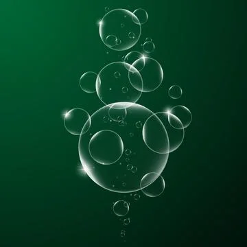 Abstract background with Soap bubbles on Dark Green background .vector design Stock Illustration