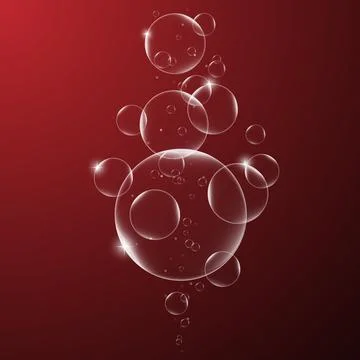 Abstract background with Soap bubbles on Dark Red background .vector design e Stock Illustration
