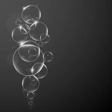 Abstract background with Soap bubbles on Dark background .vector design eleme Stock Illustration