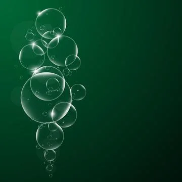 Abstract background with Soap bubbles on Dark Green  background .vector desig Stock Illustration