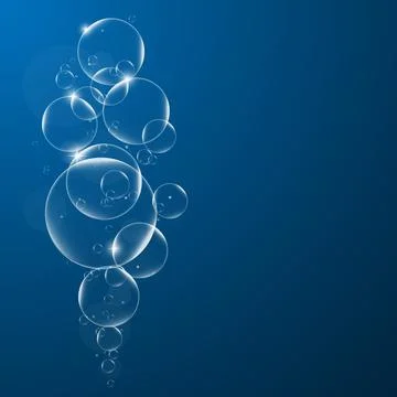 Abstract background with Soap bubbles on Dark Blue background .vector design  Stock Illustration