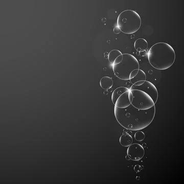 Abstract background with Soap bubbles on Dark background .vector design eleme Stock Illustration