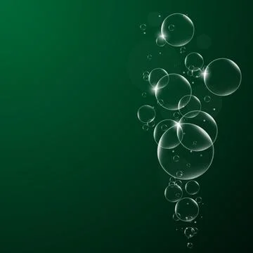 Abstract background with Soap bubbles on Dark Green ackground .vector design  Stock Illustration