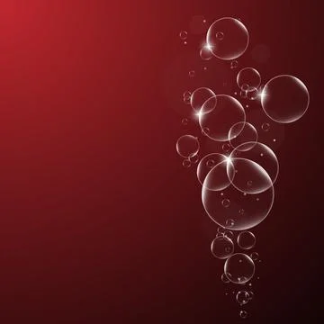 Abstract background with Soap bubbles on Dark Red ackground .vector design el Stock Illustration