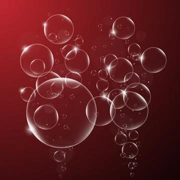 Abstract background with Soap bubbles on Dark Red Background .vector design e Stock Illustration
