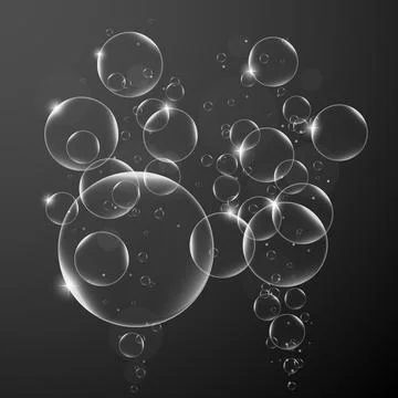 Abstract background with Soap bubbles on Dark Background .vector design eleme Stock Illustration