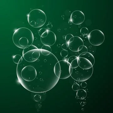 Abstract background with Soap bubbles on Dark Green  Background .vector desig Stock Illustration