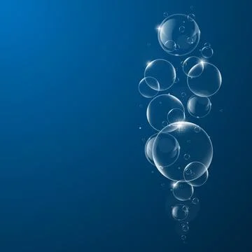 Abstract background with Soap bubbles on Dark Blue background .vector design  Stock Illustration
