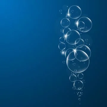 Abstract background with Soap bubbles on Dark Blue background .vector design  Stock Illustration