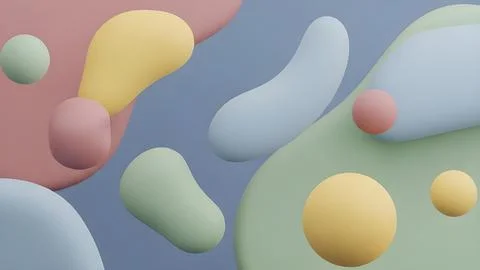 Abstract background with soft pastel colored organic shapes and spheres in .. Foto stock
