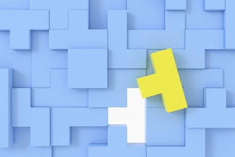 Abstract background of Soma cube. Puzzle pattern. 3D rendering. Stock Illustration