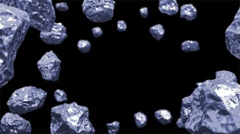 Abstract background in the space with cold silver blue asteroids. Copyspace.. Stock Illustration