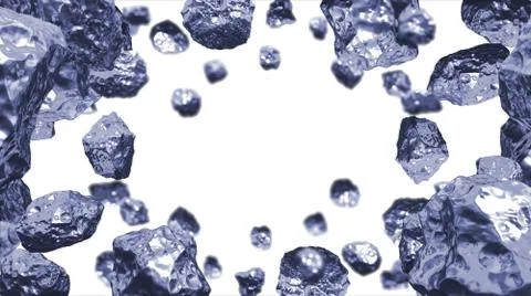 Abstract background in the space with cold silver blue asteroids. Copyspace.. Stock Illustration
