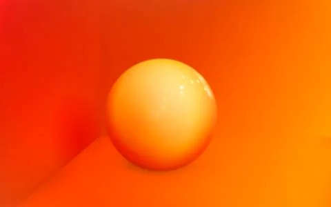 Abstract background with sphere angular minimalistic, orange red ball. Stock Illustration