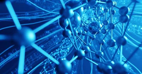 Abstract background of a sphere with the effect of weaving molecules.  3D surfac Stock Illustration