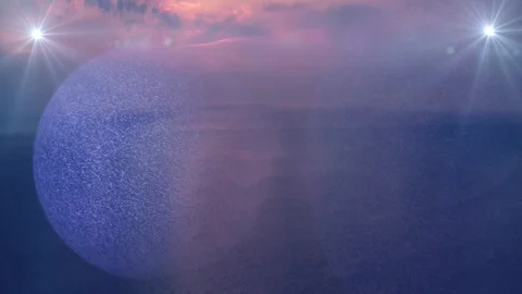 Abstract background with sphere globe rotating, optical flare under evening sky 库存影片 100426758