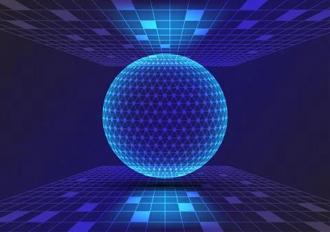 Abstract background with sphere perspective network Stock Illustration