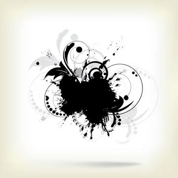 Abstract background with splash and floral elements Stock Illustration