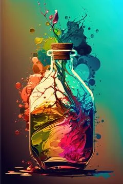 Abstract background, splashes oil paint, Made by AI,Artificial intelligence Stock Illustration