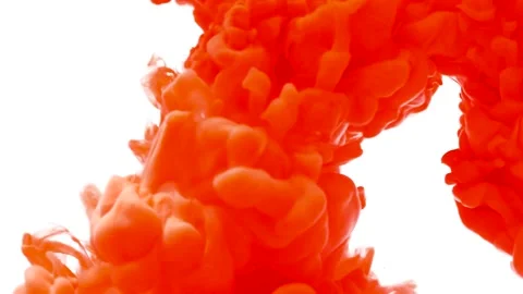 Abstract background of splashes of orange red paint in water. Stock Footage 143561819