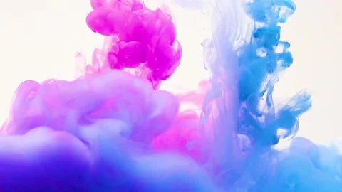 Abstract background of splashes of pink and blue paint in water. Stock Footage 143561950