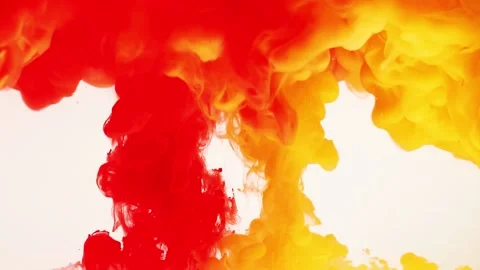 Abstract background of splashes of yellow and red paint in water. Stock Footage 143561789