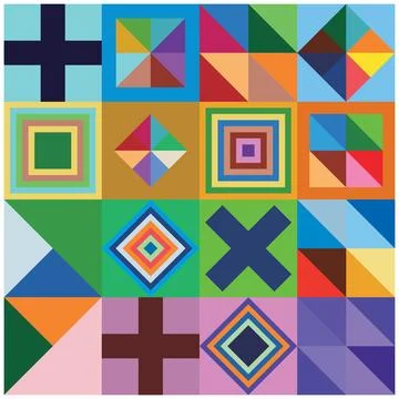 Abstract background with squares, rectangles, rhombus and crosses. Stock Illustration