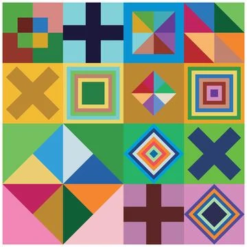 Abstract background with squares, rectangles, rhombus and crosses. Stock Illustration