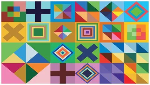 Abstract background with squares, rectangles, rhombus and crosses Stock Illustration