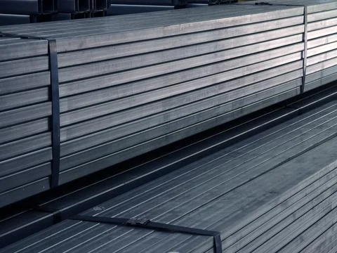 Abstract background with stack numerous metallic profile 스톡 사진