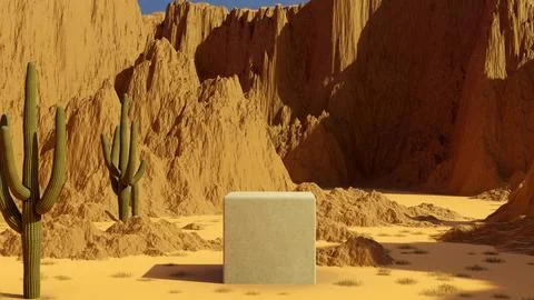 Abstract background of stand for product presentation with desert sand moun.. Stock Illustration