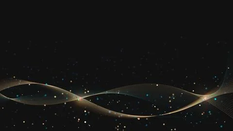 Abstract background starry cosmic galaxy with gold blue gradient waves glow.. Stock Illustration