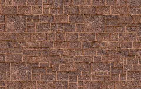 Abstract background stone urban rectangular stone wall brown yellow stripes s Foto stock